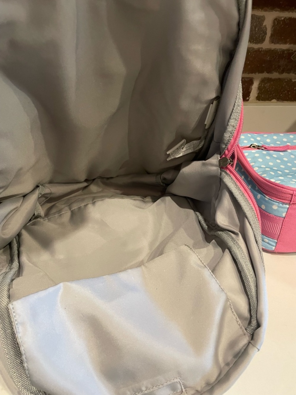 Pottery Barn Kids Blue Polka Dot Backpack & Lunch Bag with Pink Trim - Picture 9 of 10